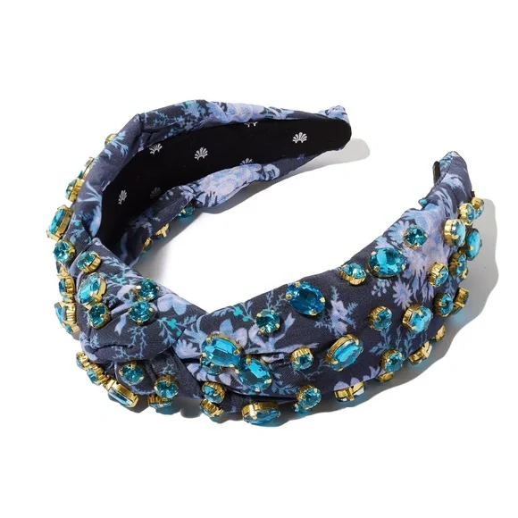 Lele Sadoughi X LovehshackfancyJeweled Oval Crystal Knotted Headband Blue Noir The LoveShackFancy x Lele Sadoughi Collab Just Gave This  main image 3